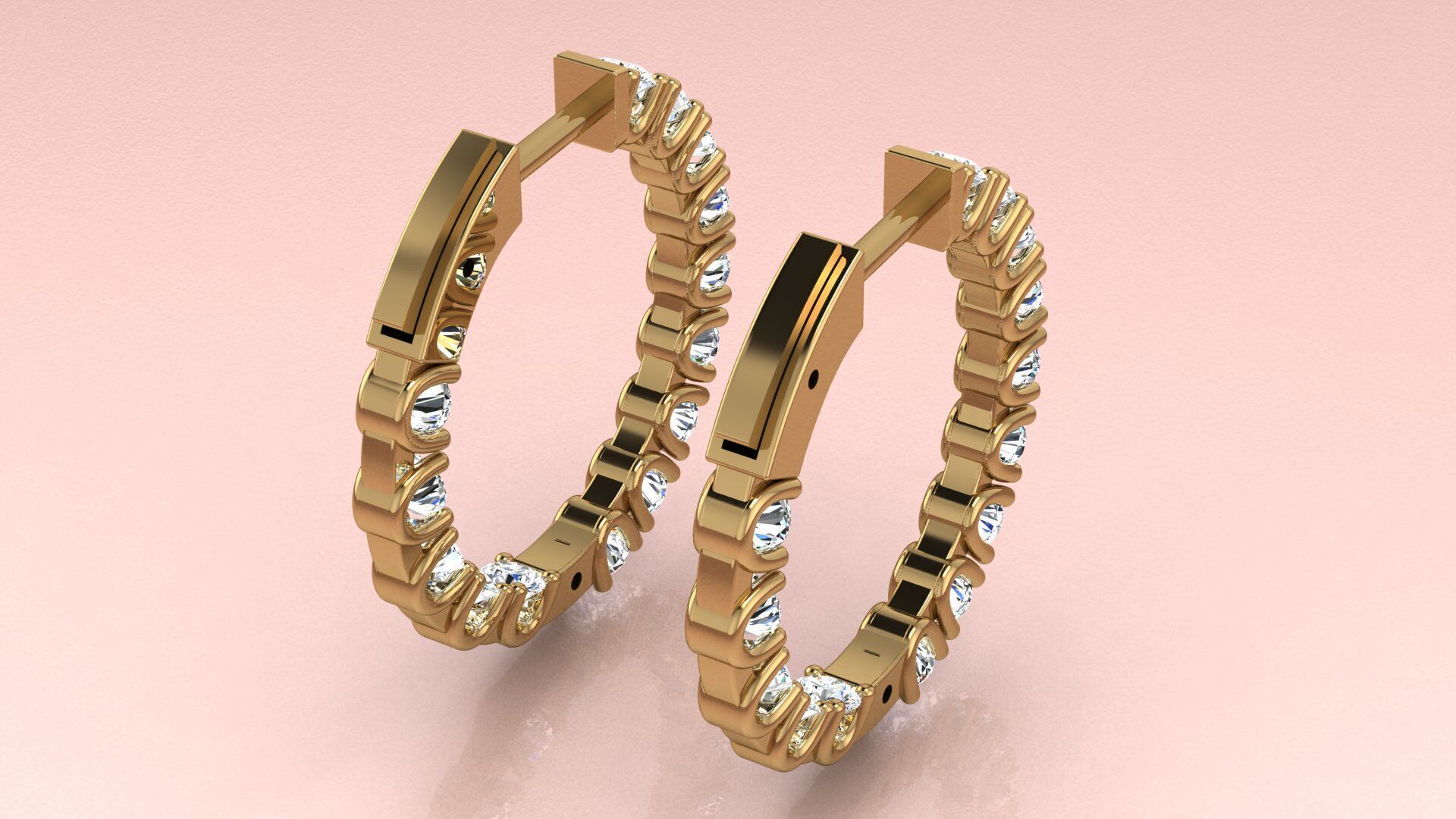 Earrings With a lock and Diamonds  3D print model_2