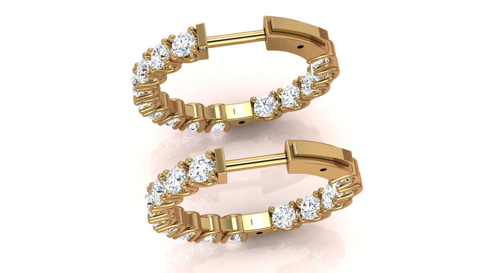 Earrings With a lock and Diamonds  3D print model_3