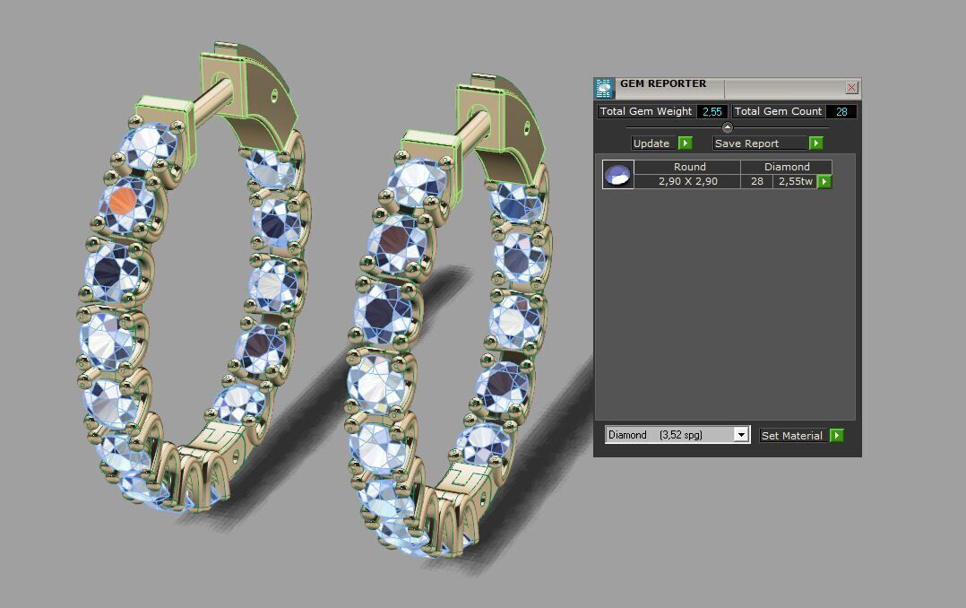 Earrings With a lock and Diamonds  3D print model_8