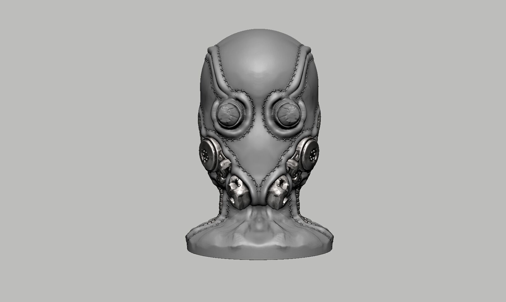 Robot Skull Headphone Stand  Cyborg Headset Stand  3D print model_6