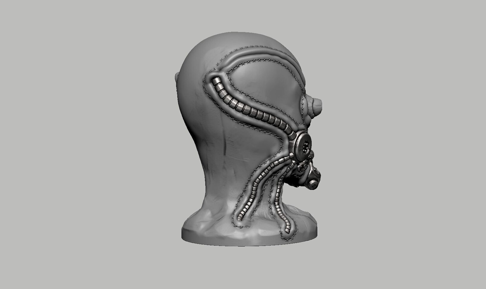 Robot Skull Headphone Stand  Cyborg Headset Stand  3D print model_9