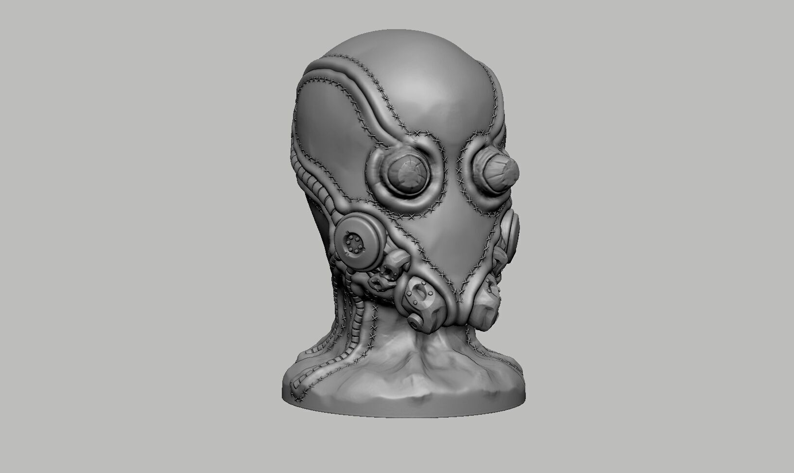 Robot Skull Headphone Stand  Cyborg Headset Stand  3D print model_7