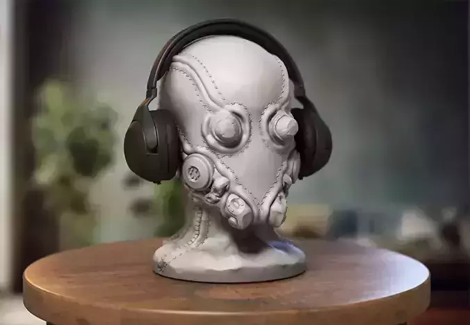 Robot Skull Headphone Stand  Cyborg Headset Stand  3D print model