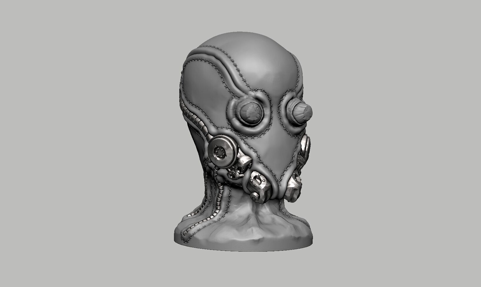 Robot Skull Headphone Stand  Cyborg Headset Stand  3D print model_5