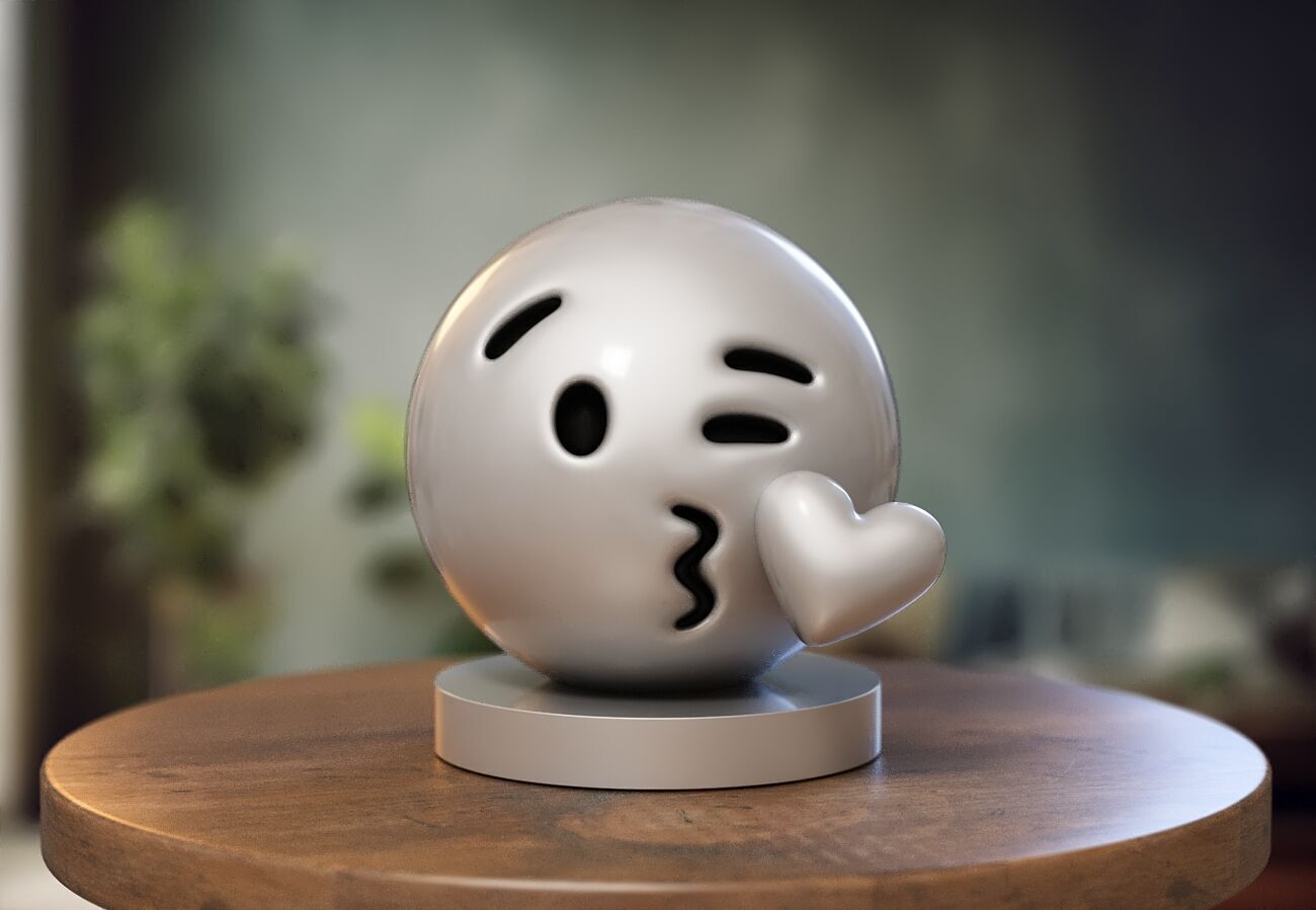 Emoji face blowing a kiss Emoji Headphone Stand 3D print model_2