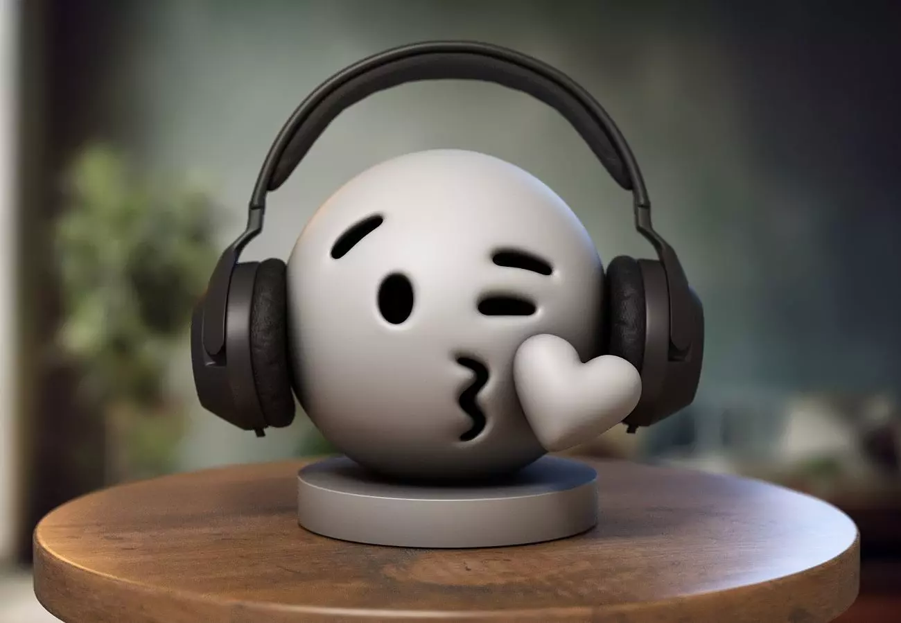 Emoji face blowing a kiss Emoji Headphone Stand 3D print model_0