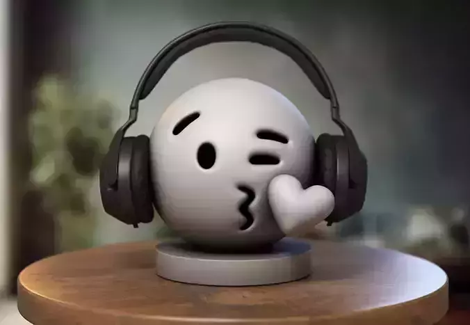 Emoji face blowing a kiss Emoji Headphone Stand 3D print model