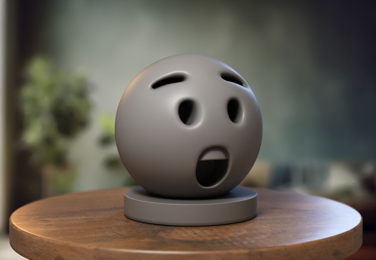Emoji hushed face Emoji Headphone Stand 3D print model_2