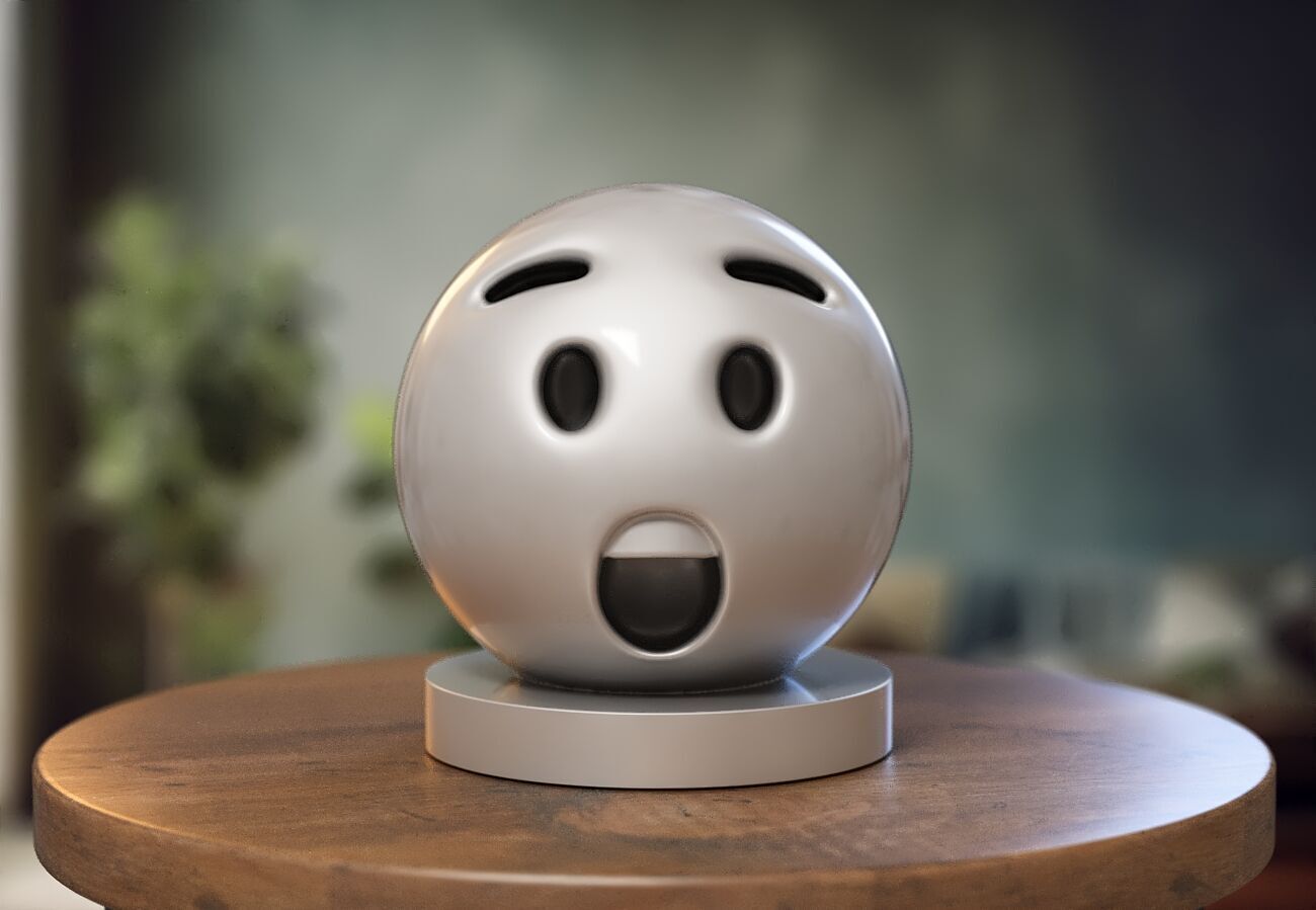 Emoji hushed face Emoji Headphone Stand 3D print model_1