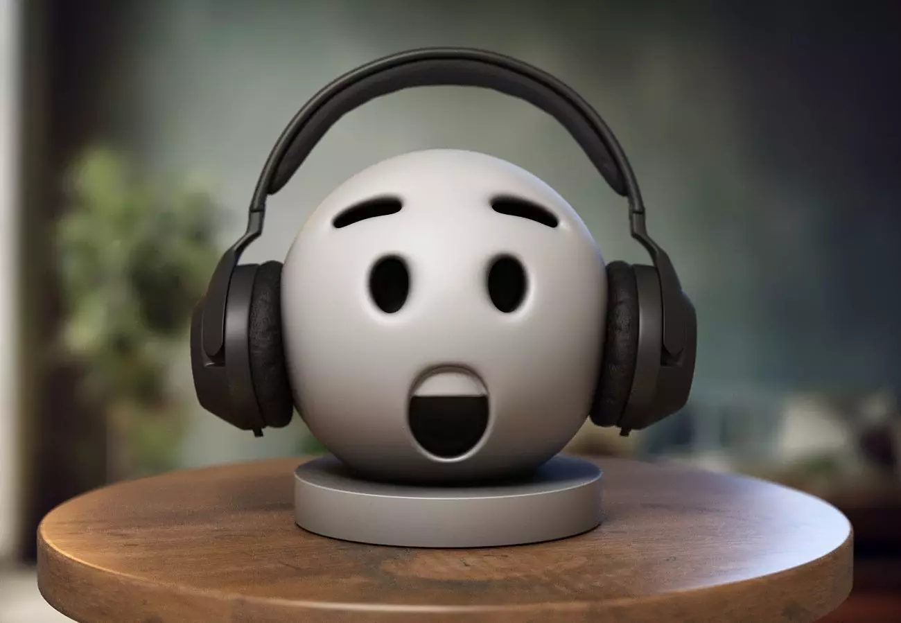 Emoji hushed face Emoji Headphone Stand 3D print model_0