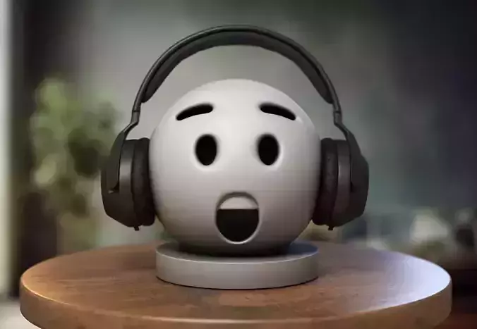 Emoji hushed face Emoji Headphone Stand