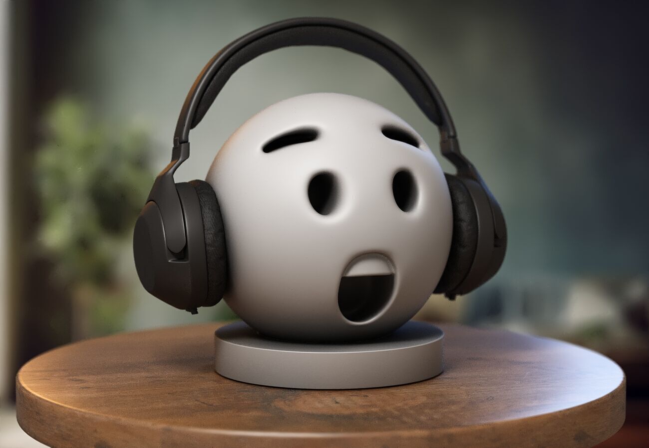 Emoji hushed face Emoji Headphone Stand 3D print model_3