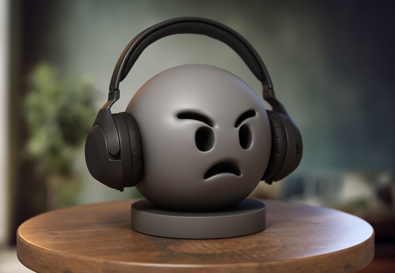 Emoji angry face Emoji Headphone Stand 3D print model_3