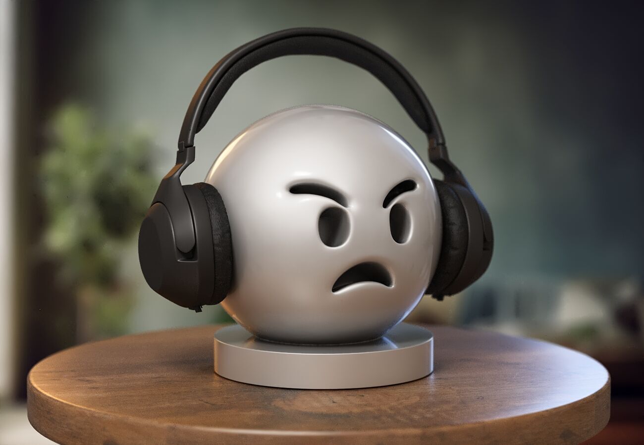 Emoji angry face Emoji Headphone Stand 3D print model_2