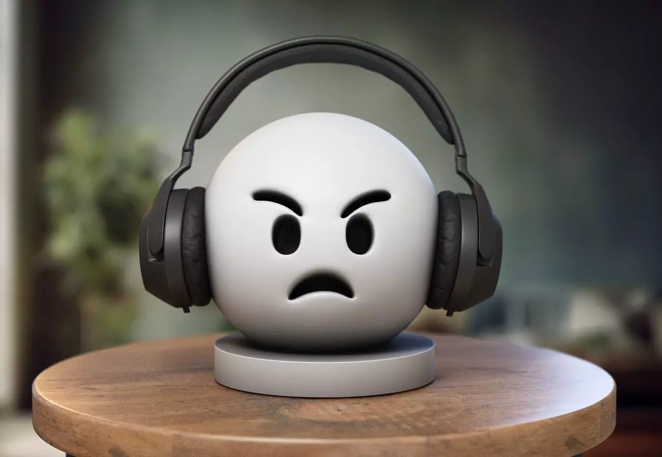 Emoji angry face Emoji Headphone Stand 3D print model_0