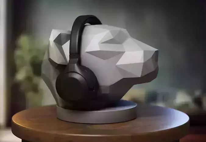 Lion low-poly Headphone Stand Lion low-poly Headset Stand