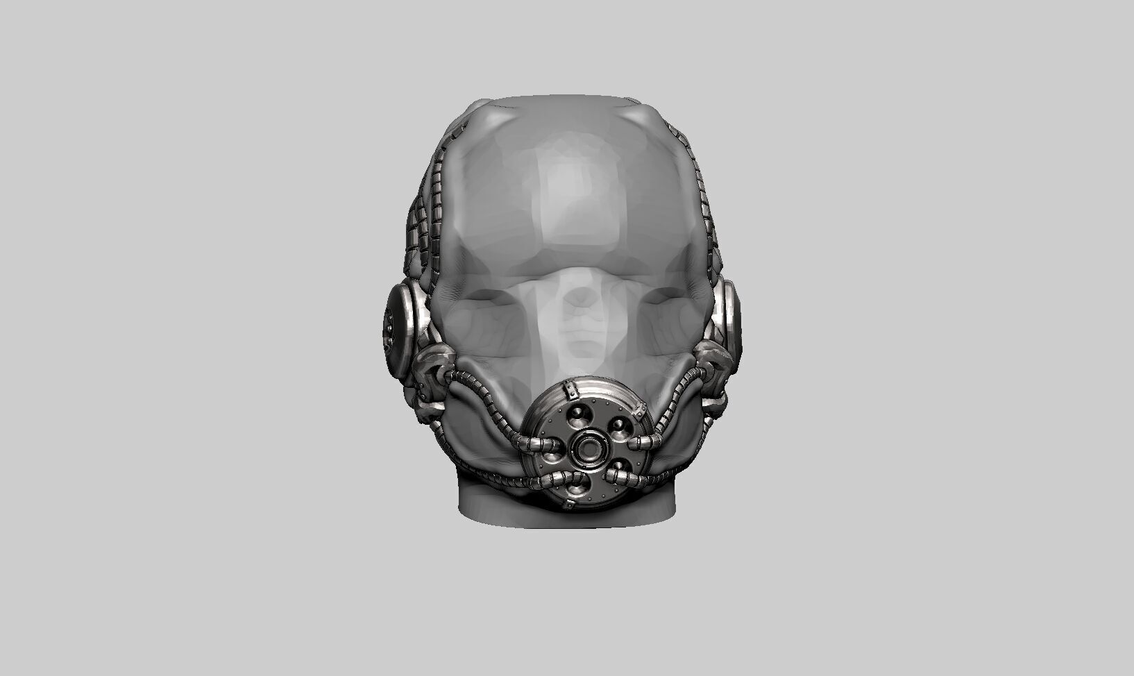 Robot Skull Headphone Stand  Cyborg Headset Stand  3D print model_10