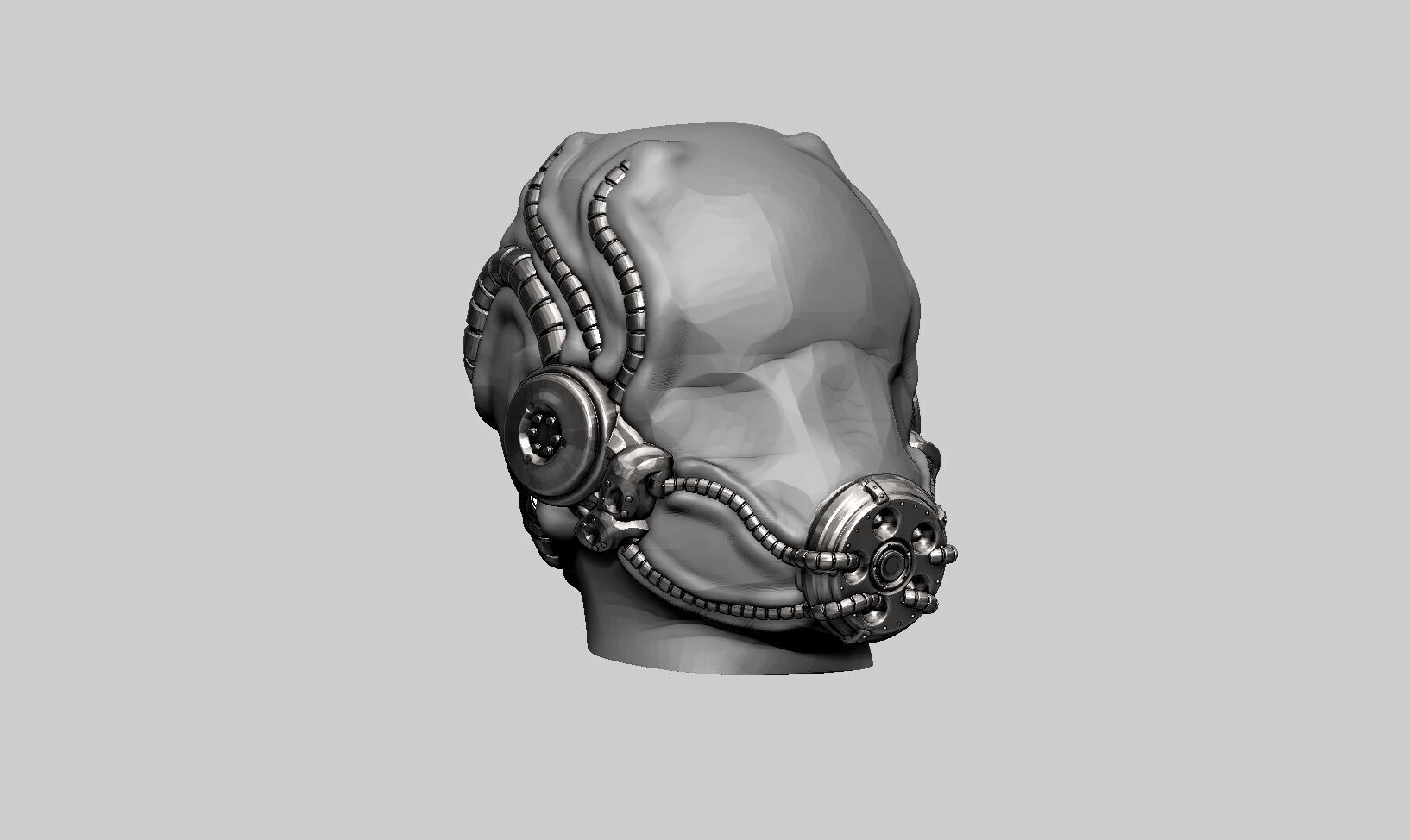 Robot Skull Headphone Stand  Cyborg Headset Stand  3D print model_5