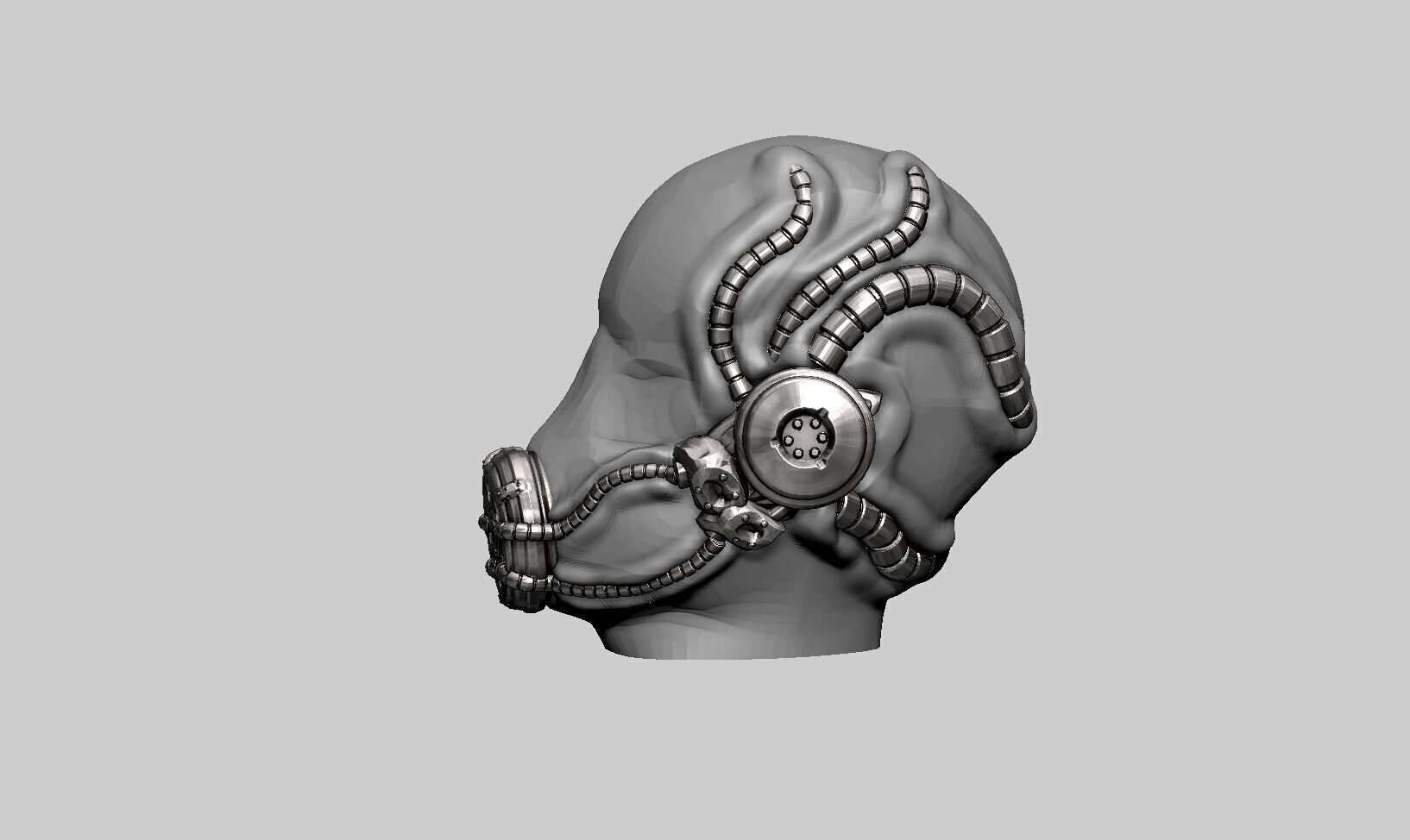 Robot Skull Headphone Stand  Cyborg Headset Stand  3D print model_9