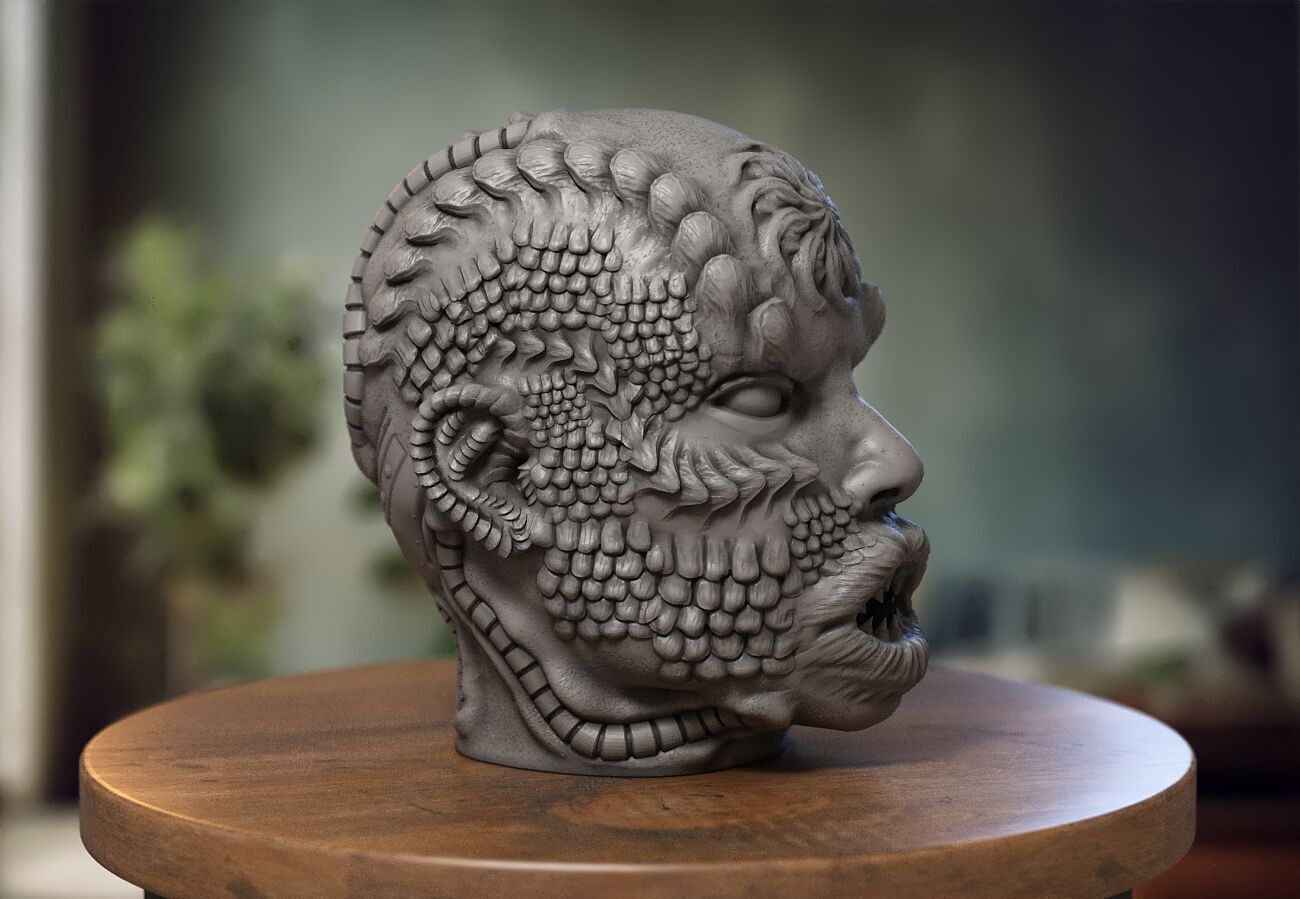 Robot Skull Headphone Stand  Cyborg Headset Stand  3D print model_5