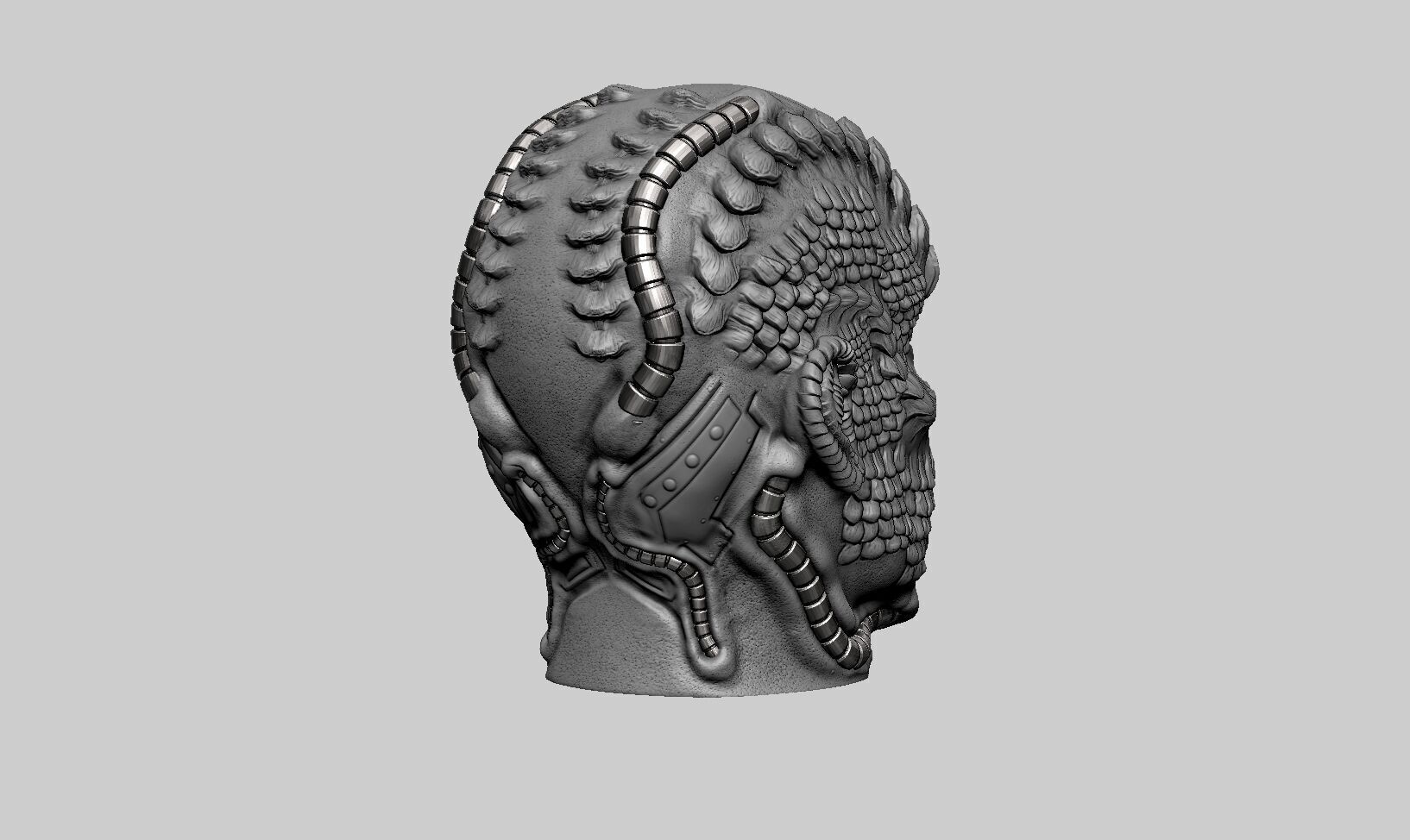 Robot Skull Headphone Stand  Cyborg Headset Stand  3D print model_9