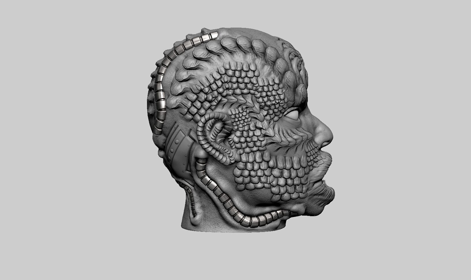 Robot Skull Headphone Stand  Cyborg Headset Stand  3D print model_8