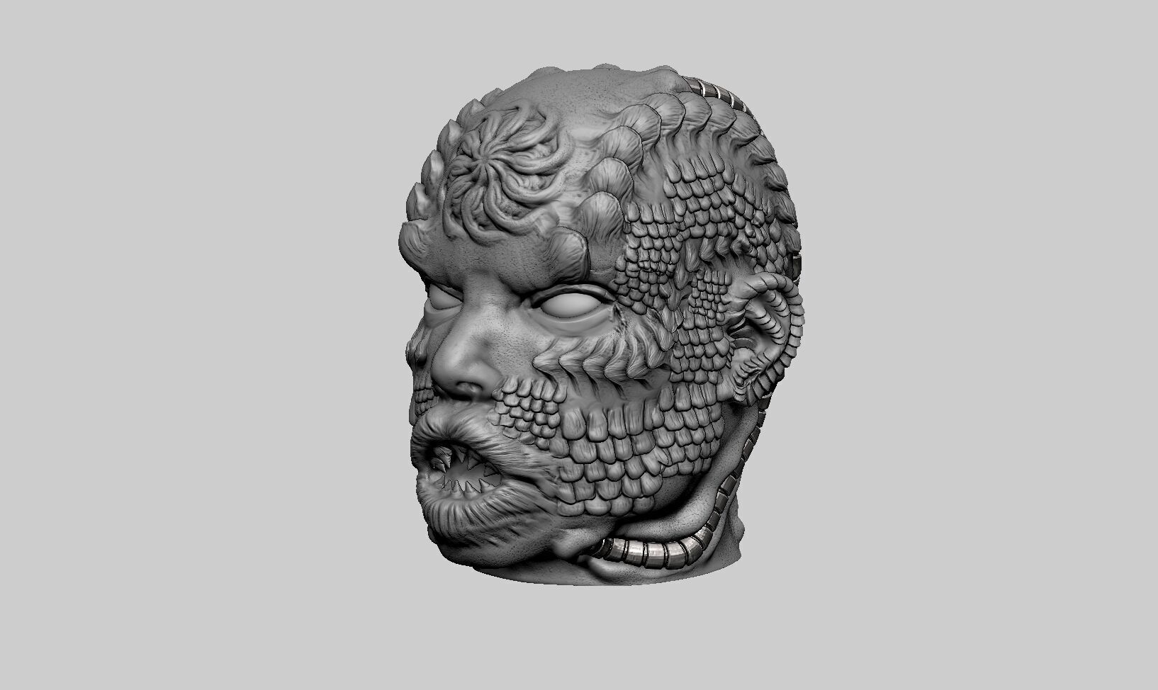 Robot Skull Headphone Stand  Cyborg Headset Stand  3D print model_10