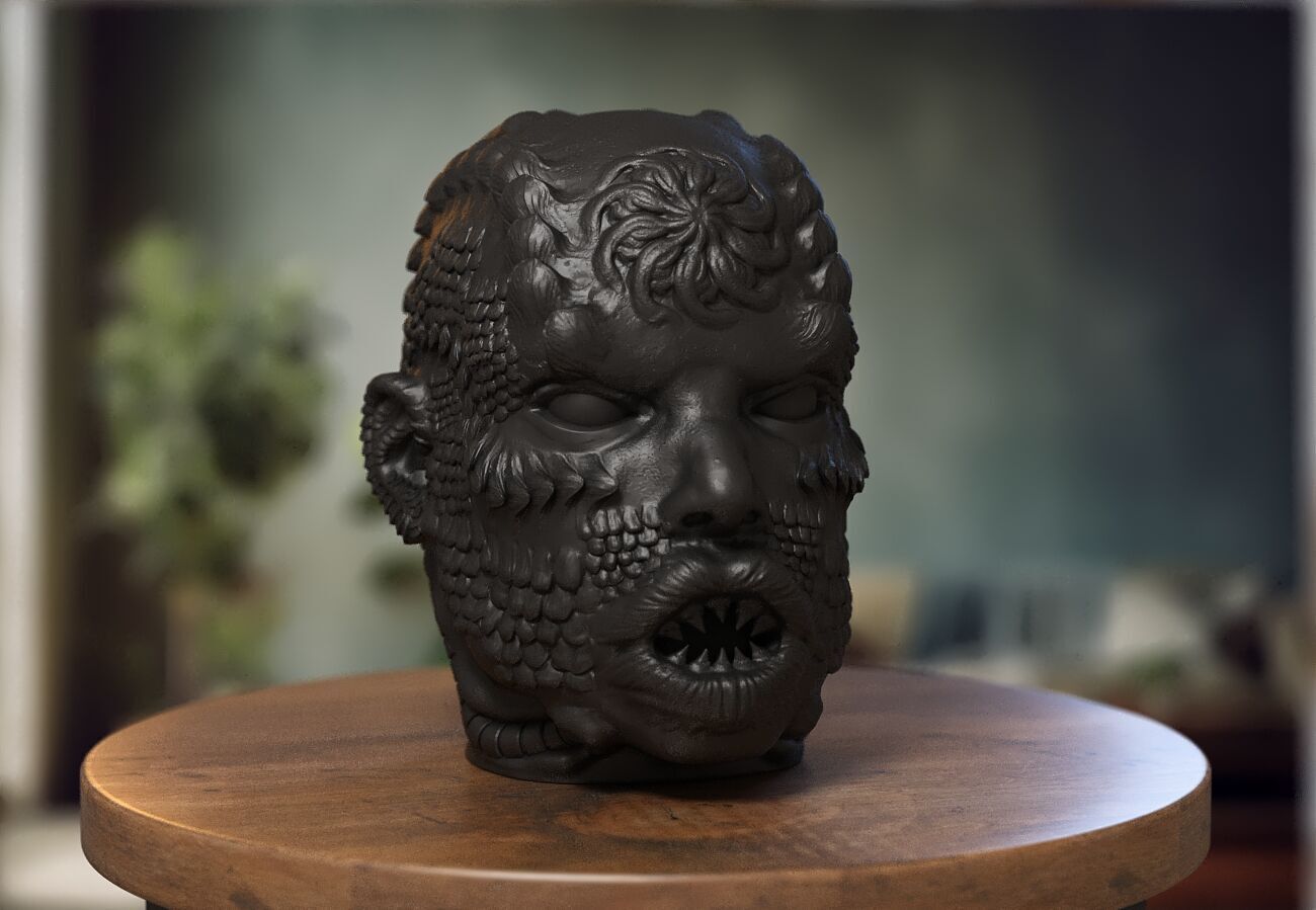 Robot Skull Headphone Stand  Cyborg Headset Stand  3D print model_1