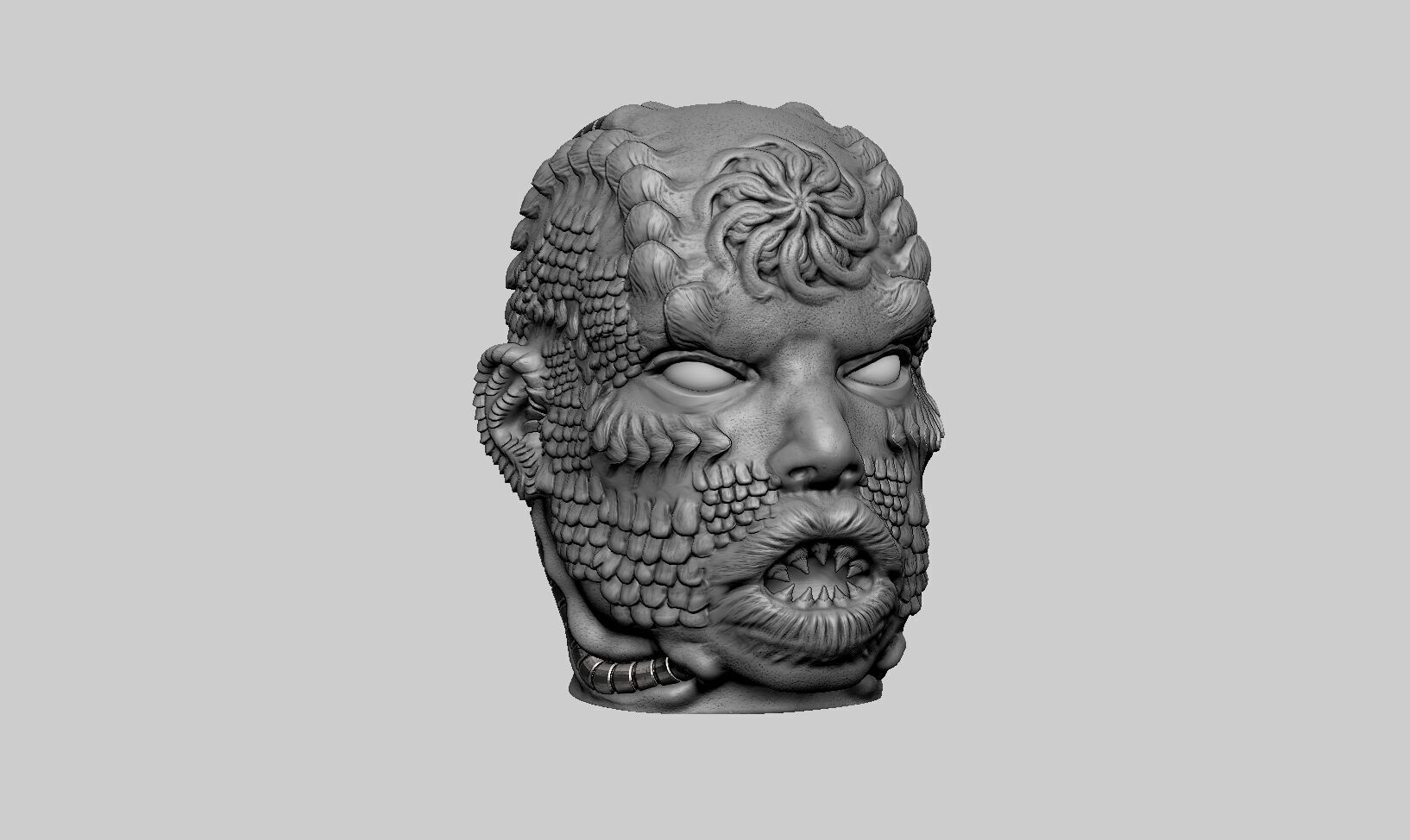 Robot Skull Headphone Stand  Cyborg Headset Stand  3D print model_6