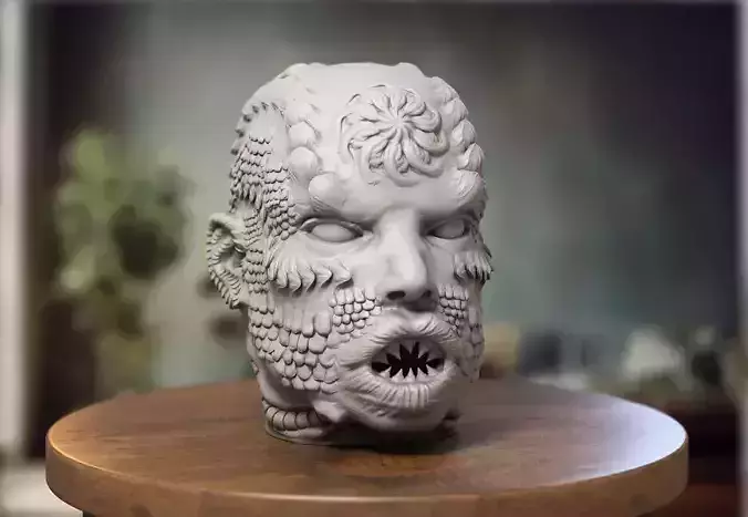 Robot Skull Headphone Stand  Cyborg Headset Stand  3D print model