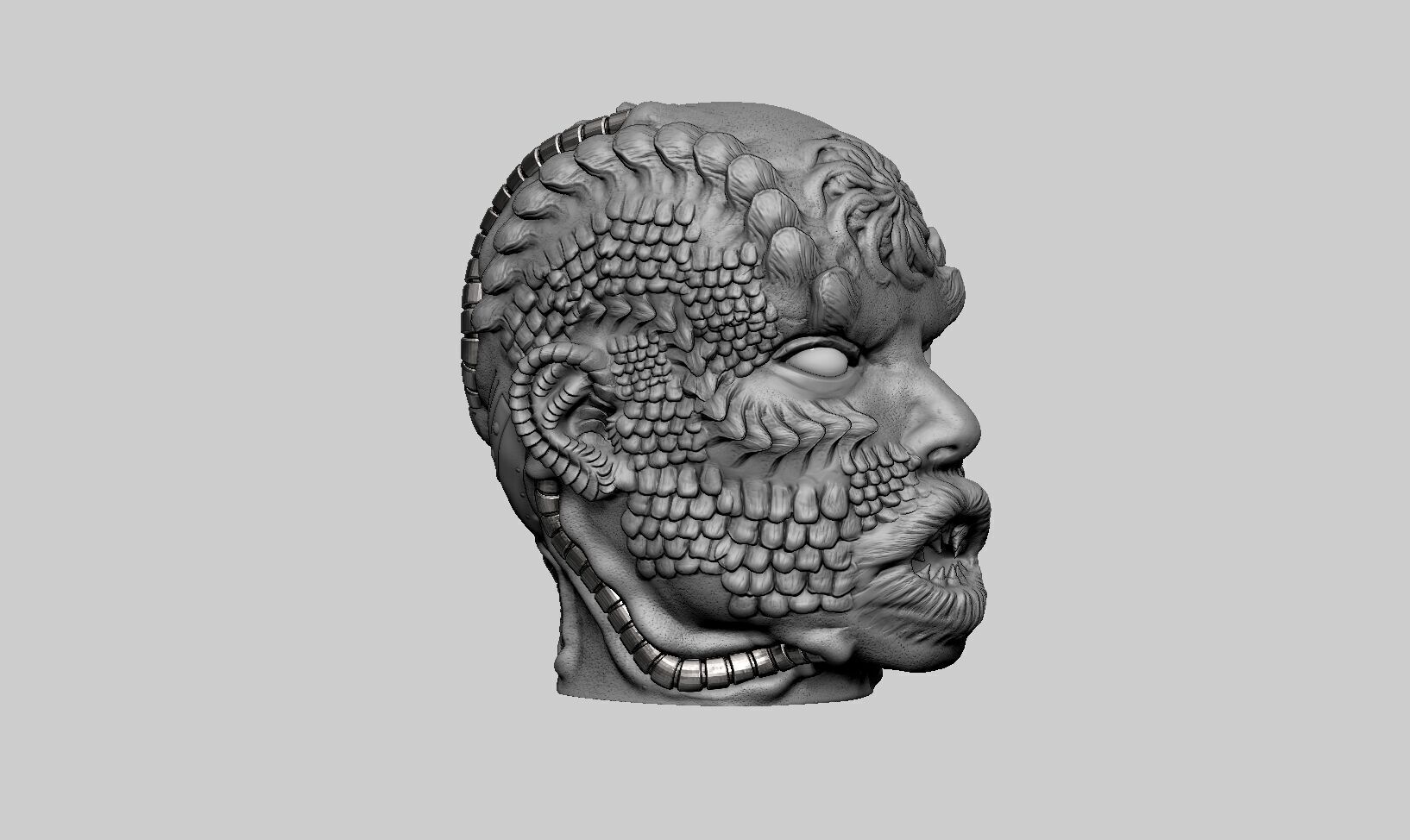 Robot Skull Headphone Stand  Cyborg Headset Stand  3D print model_7