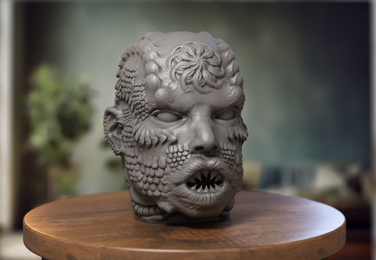 Robot Skull Headphone Stand  Cyborg Headset Stand  3D print model_2