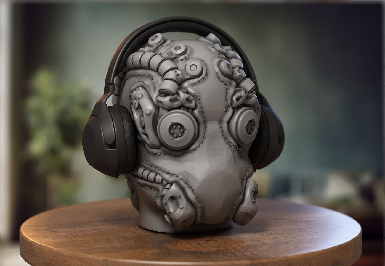Cyborg robot Headphone Holder Gaming Accessories 3D print model_2