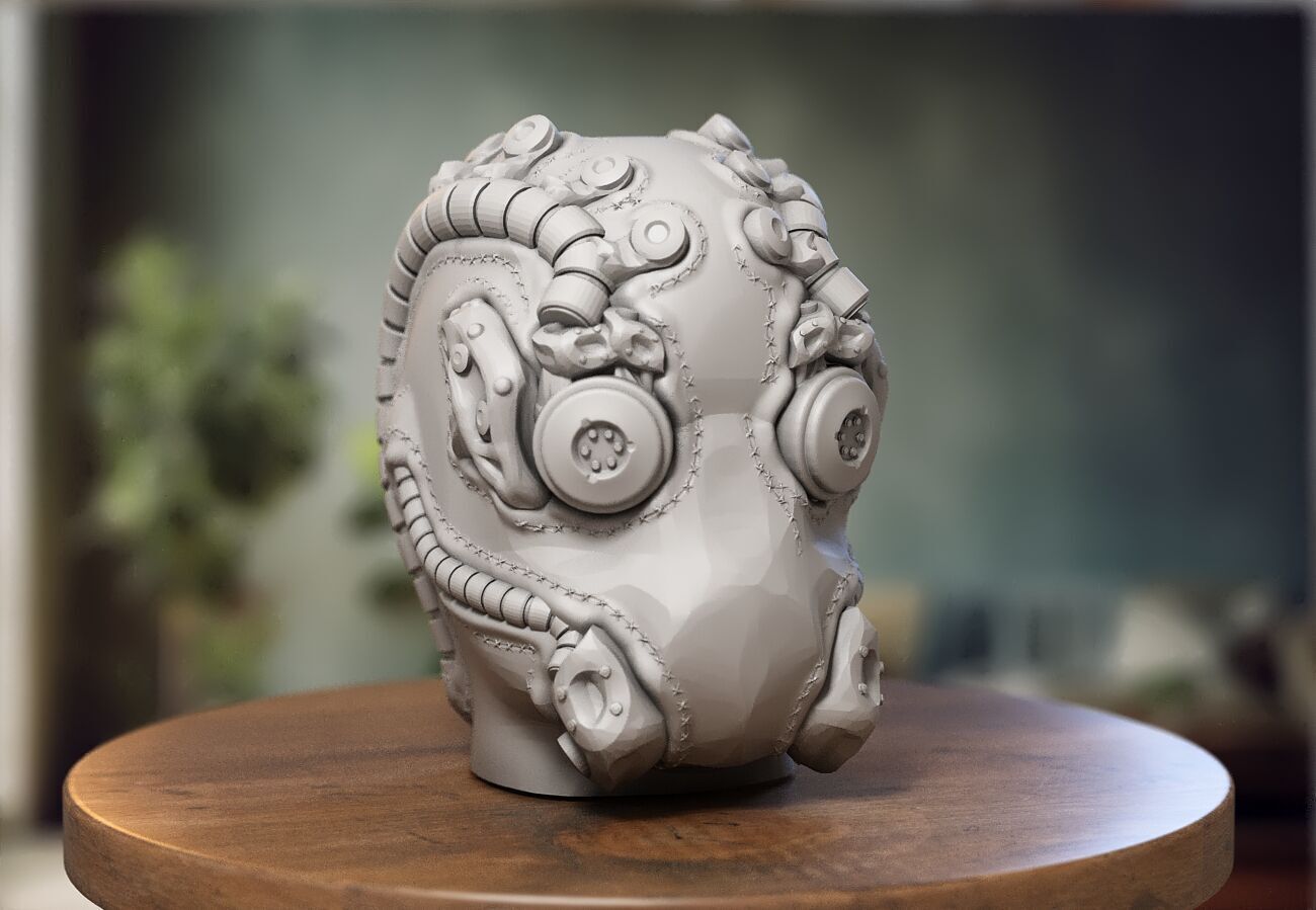 Cyborg robot Headphone Holder Gaming Accessories 3D print model_1