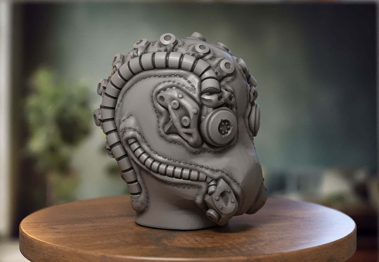 Cyborg robot Headphone Holder Gaming Accessories 3D print model_3