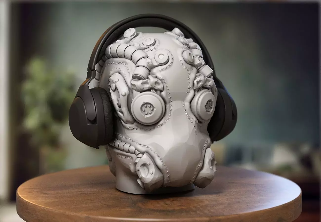 Cyborg robot Headphone Holder Gaming Accessories 3D print model_0