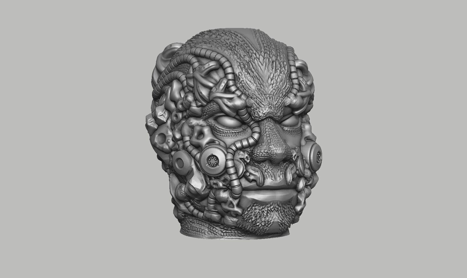 Cyborg human head Headphone Holder Gaming Accessories 3D print model_6