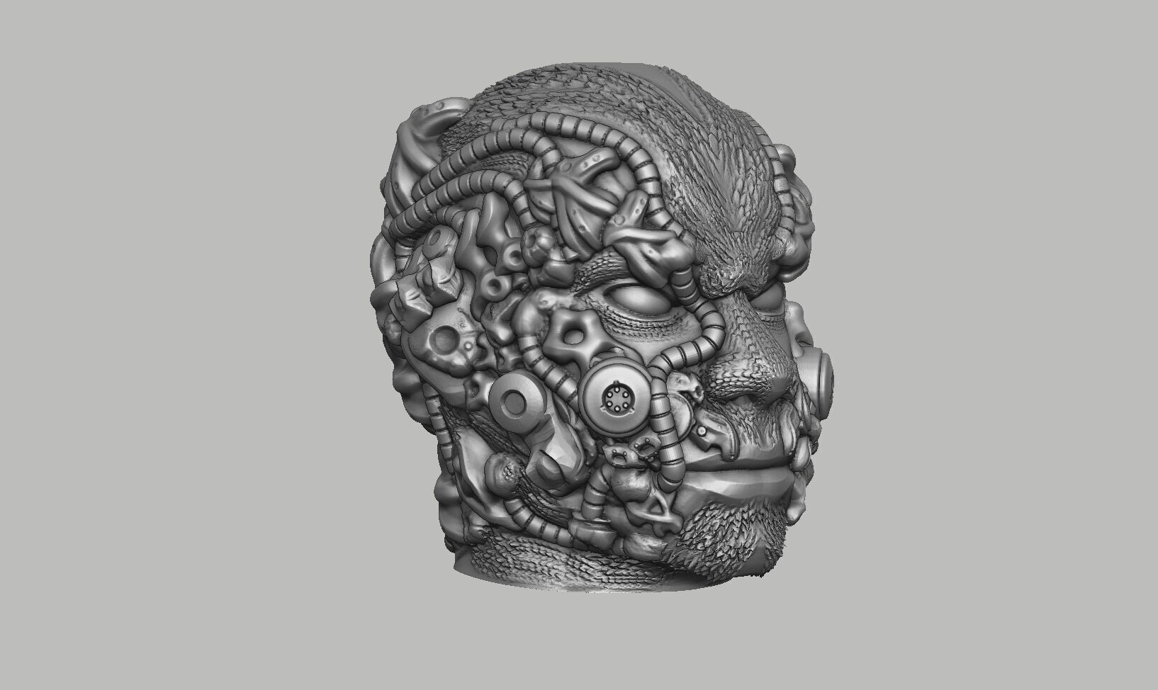 Cyborg human head Headphone Holder Gaming Accessories 3D print model_7