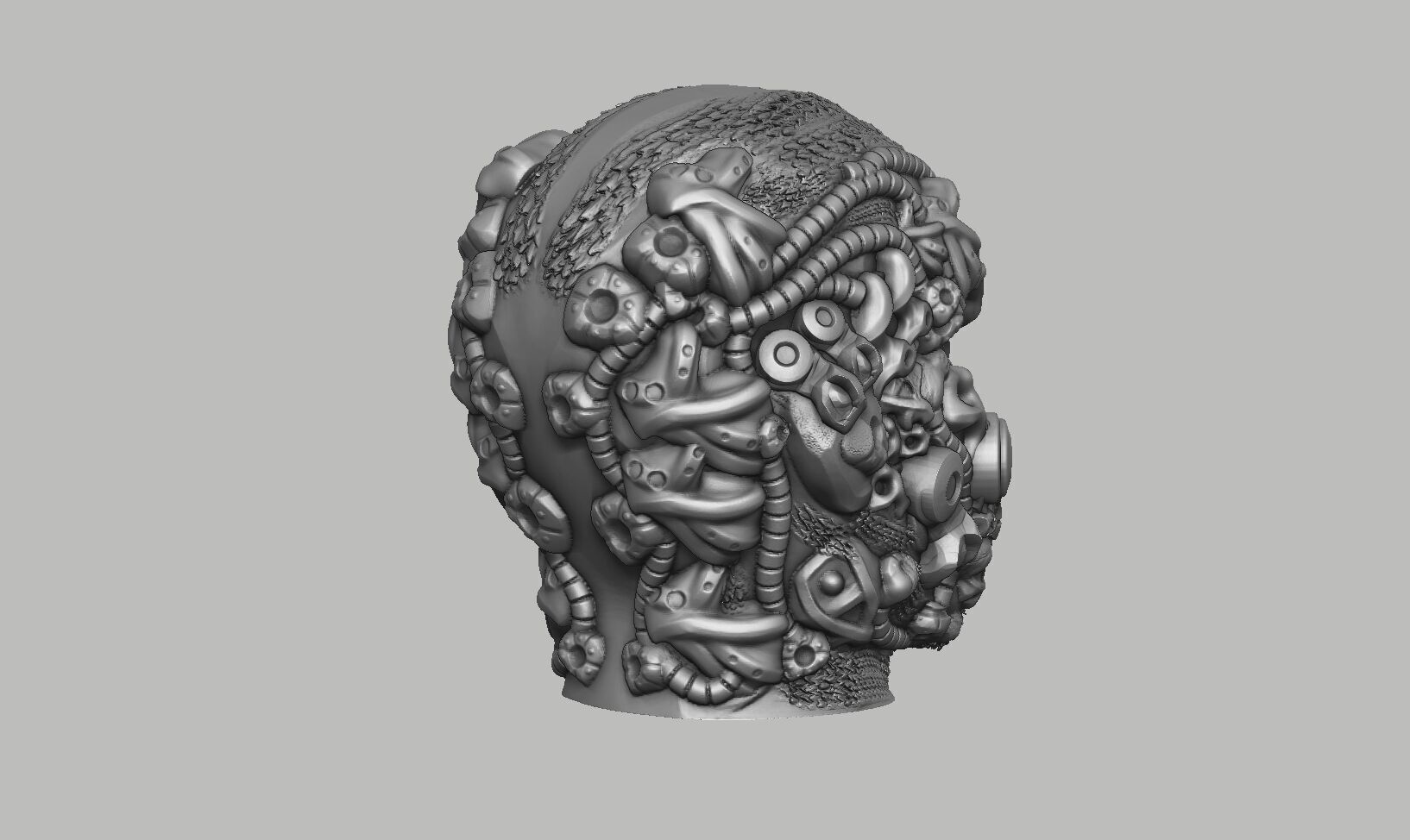 Cyborg human head Headphone Holder Gaming Accessories 3D print model_9