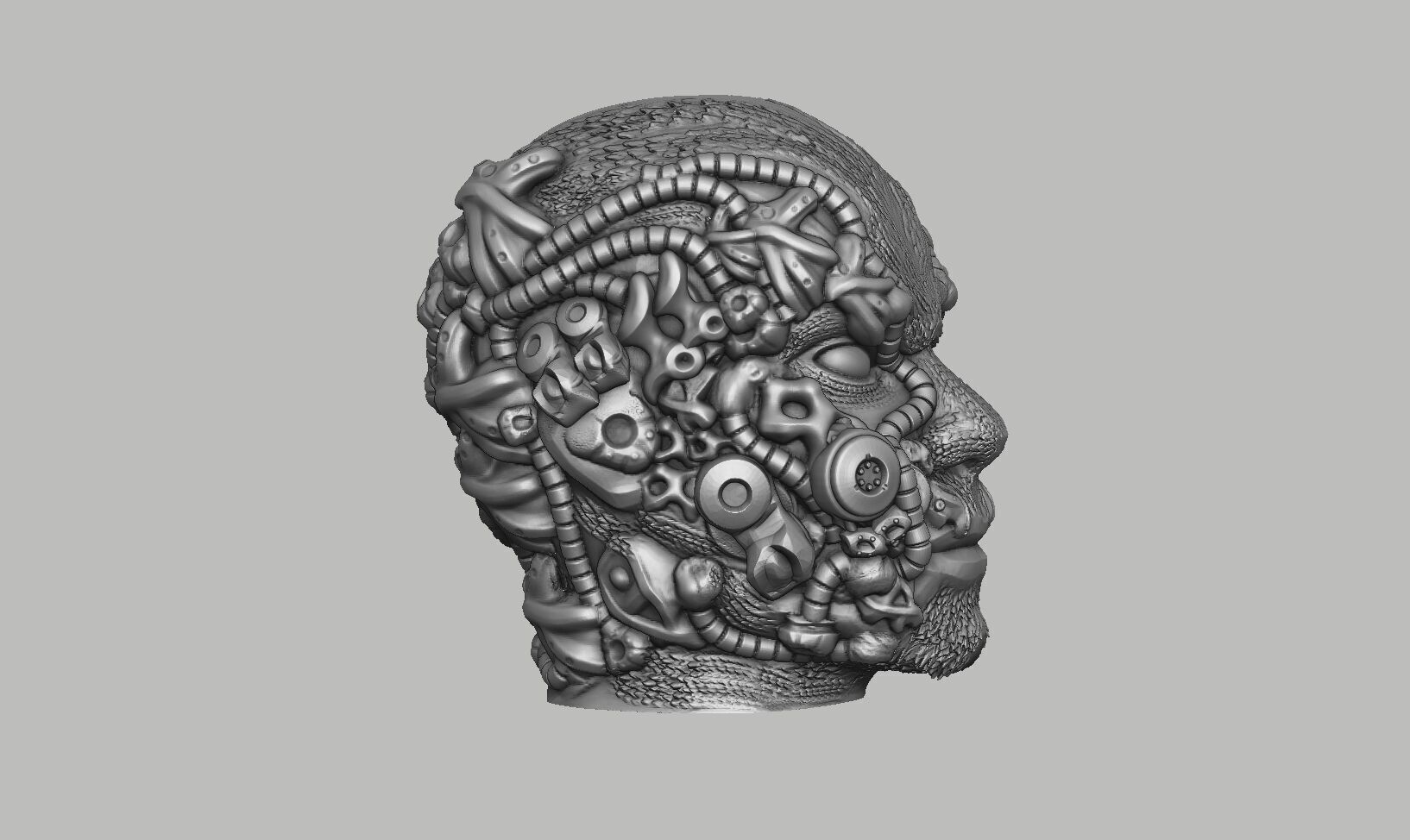 Cyborg human head Headphone Holder Gaming Accessories 3D print model_8