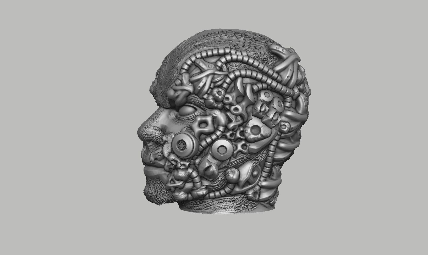 Cyborg human head Headphone Holder Gaming Accessories 3D print model_10