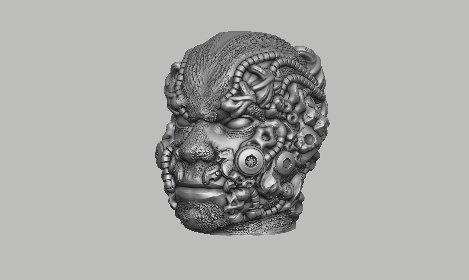 Cyborg human head Headphone Holder Gaming Accessories 3D print model_11