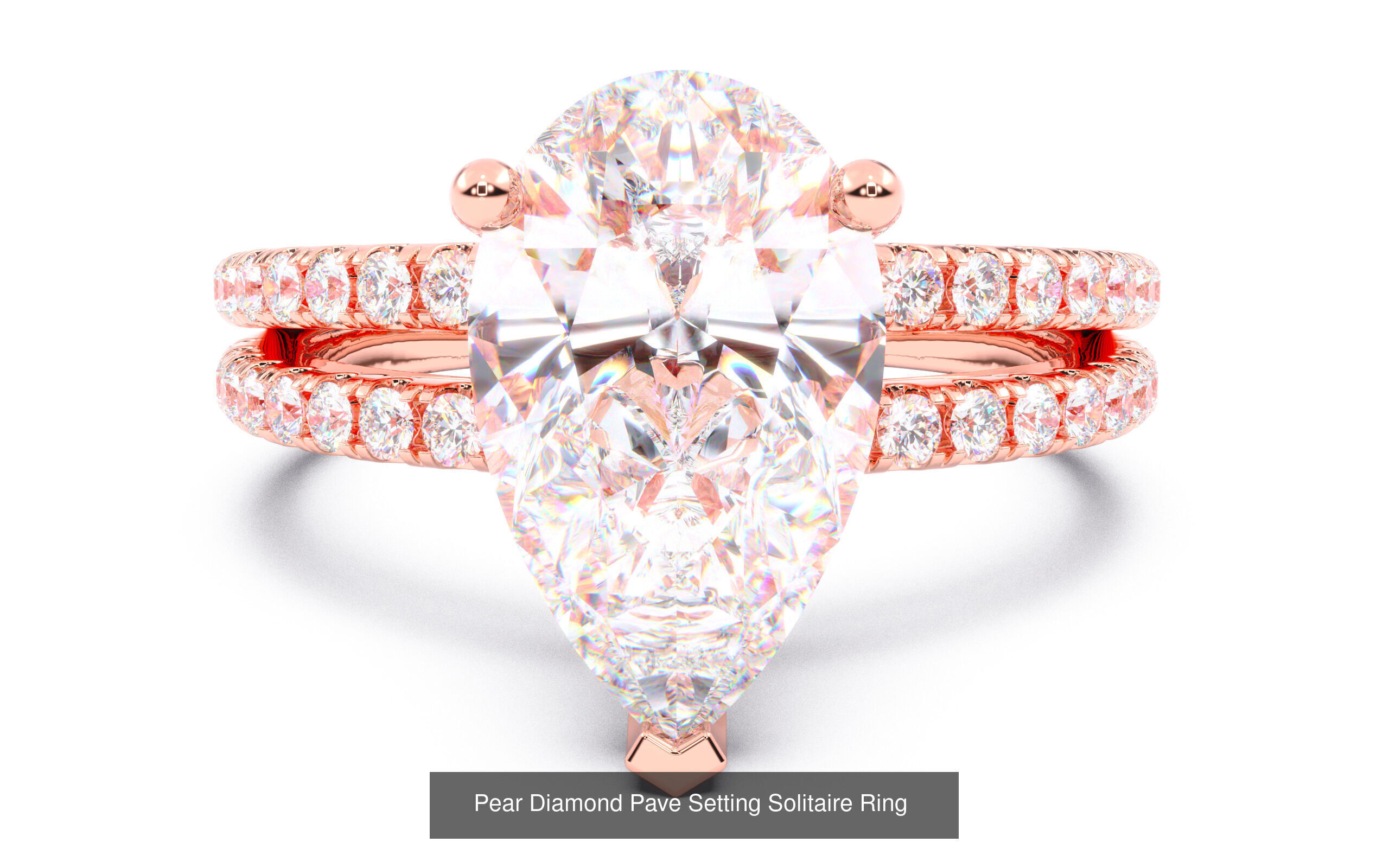 70  Solitaire rings in 10 Diamond Shapes that have Pave Setting  3D Model Collection_47