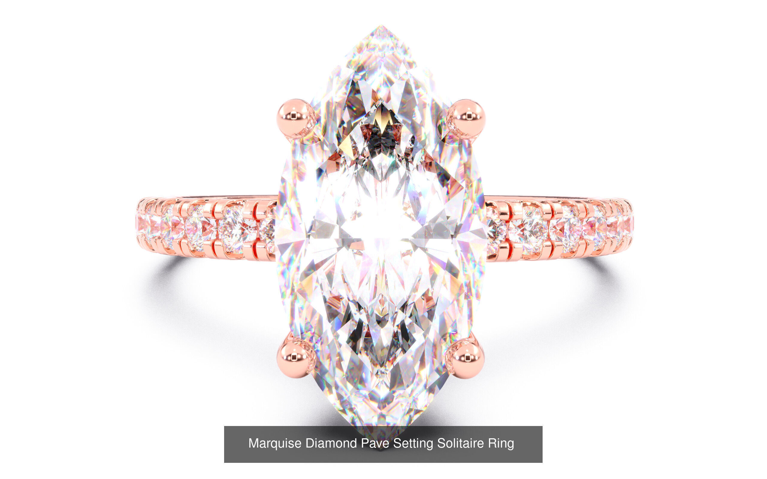 70  Solitaire rings in 10 Diamond Shapes that have Pave Setting  3D Model Collection_29