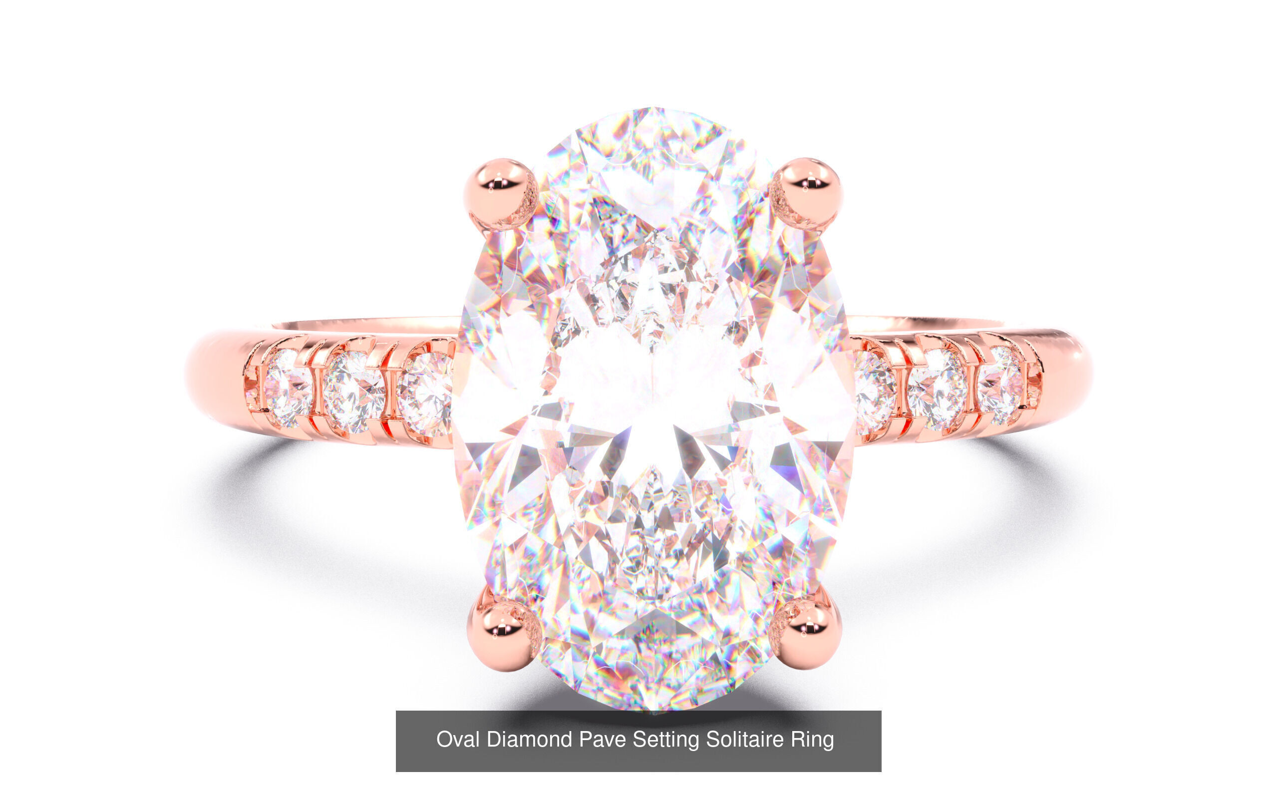 70  Solitaire rings in 10 Diamond Shapes that have Pave Setting  3D Model Collection_18