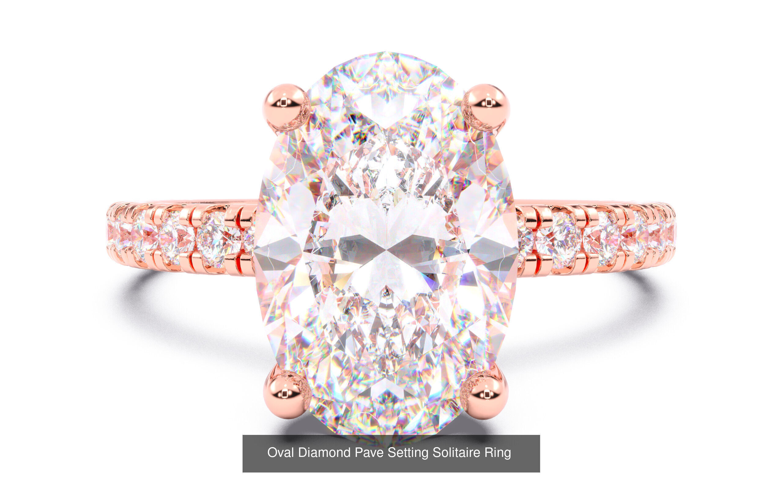 70  Solitaire rings in 10 Diamond Shapes that have Pave Setting  3D Model Collection_28