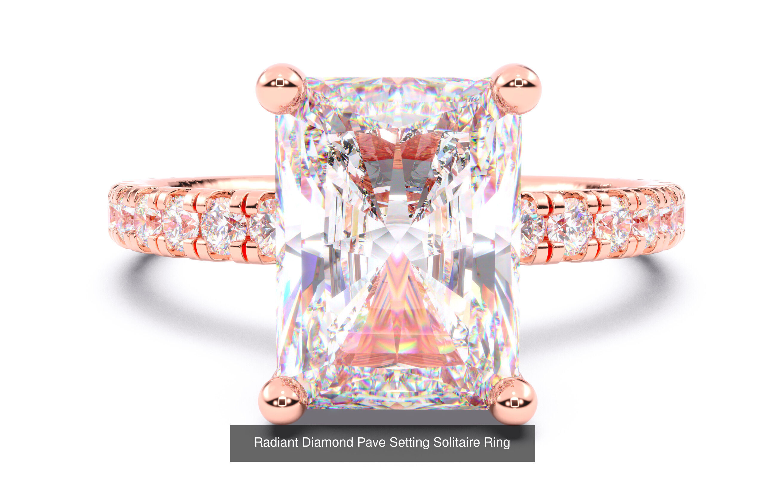 70  Solitaire rings in 10 Diamond Shapes that have Pave Setting  3D Model Collection_25