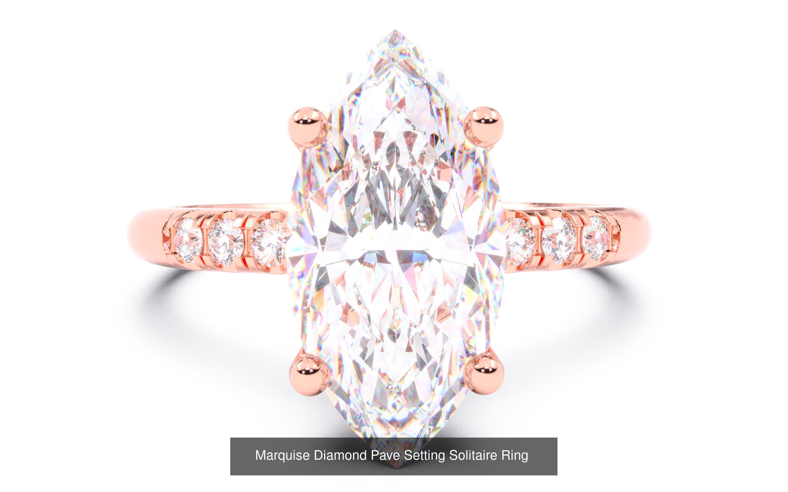 70  Solitaire rings in 10 Diamond Shapes that have Pave Setting  3D Model Collection_19