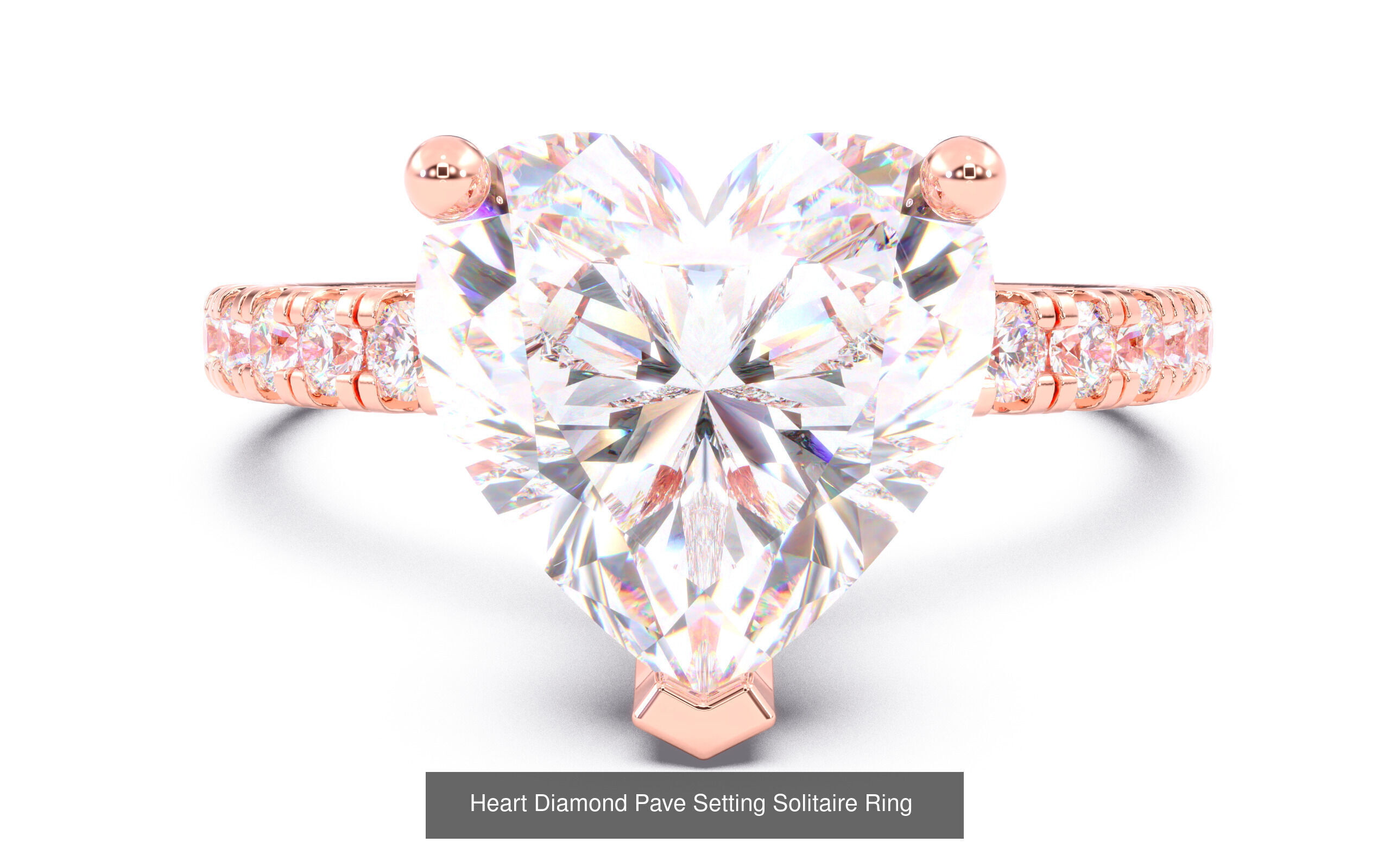 70  Solitaire rings in 10 Diamond Shapes that have Pave Setting  3D Model Collection_30