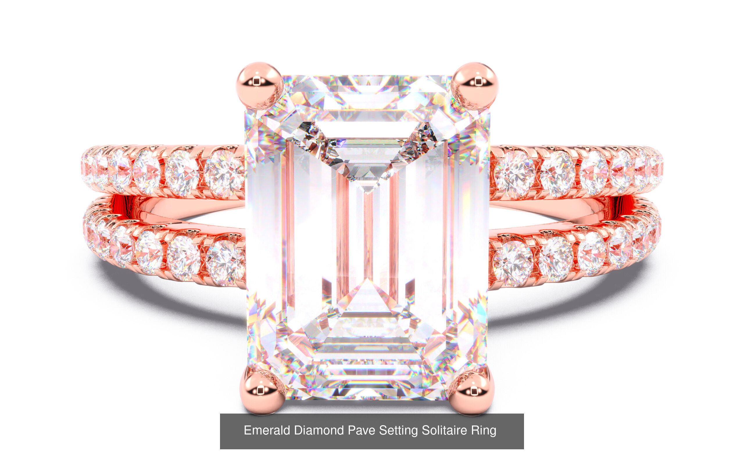 70  Solitaire rings in 10 Diamond Shapes that have Pave Setting  3D Model Collection_51